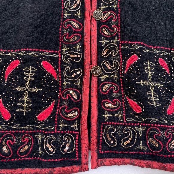 White Stag Vintage Black Embroidered Zip Front Jacket Size XL - Picture 7 of 15